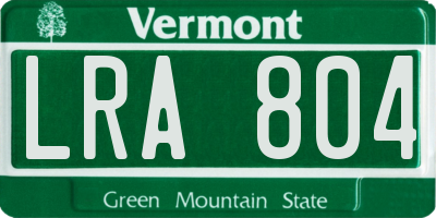 VT license plate LRA804