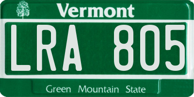 VT license plate LRA805