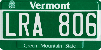 VT license plate LRA806