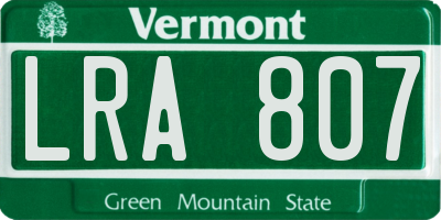VT license plate LRA807