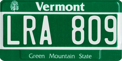 VT license plate LRA809
