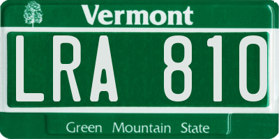 VT license plate LRA810