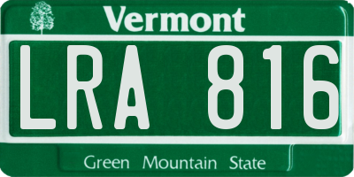 VT license plate LRA816
