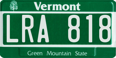 VT license plate LRA818
