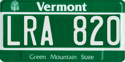 VT license plate LRA820