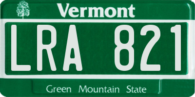 VT license plate LRA821