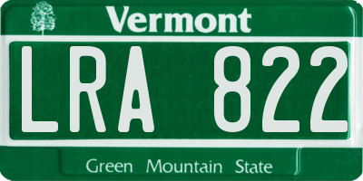 VT license plate LRA822