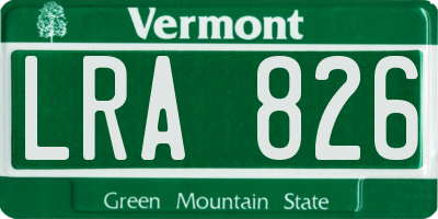 VT license plate LRA826