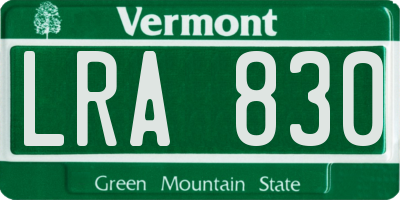 VT license plate LRA830