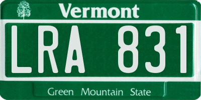 VT license plate LRA831