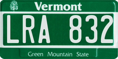 VT license plate LRA832