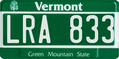 VT license plate LRA833