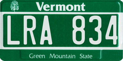VT license plate LRA834