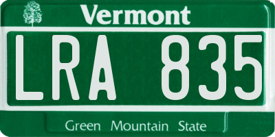 VT license plate LRA835