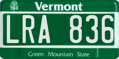 VT license plate LRA836