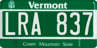 VT license plate LRA837