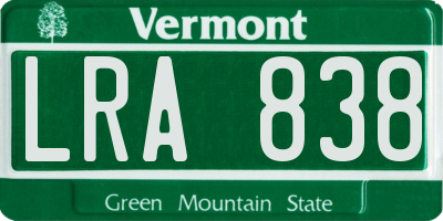 VT license plate LRA838