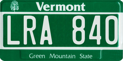 VT license plate LRA840