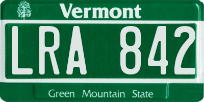 VT license plate LRA842