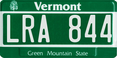 VT license plate LRA844