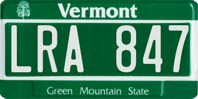 VT license plate LRA847