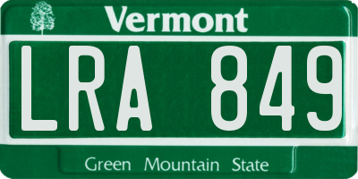 VT license plate LRA849