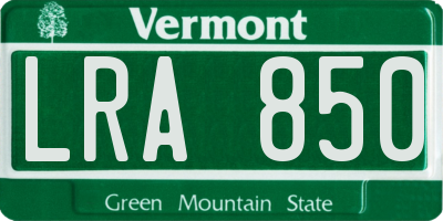 VT license plate LRA850