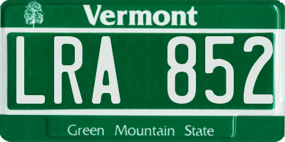 VT license plate LRA852