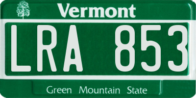VT license plate LRA853