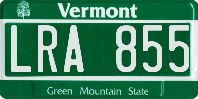VT license plate LRA855