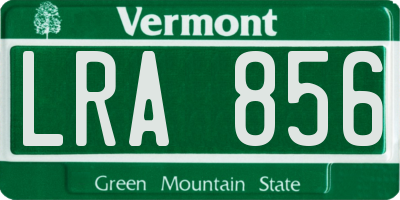 VT license plate LRA856