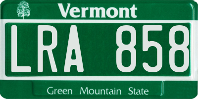 VT license plate LRA858