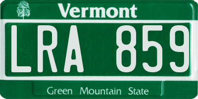 VT license plate LRA859