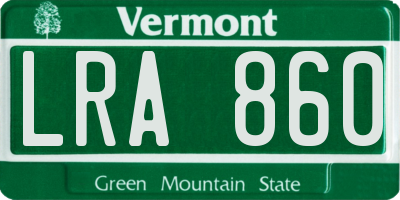VT license plate LRA860