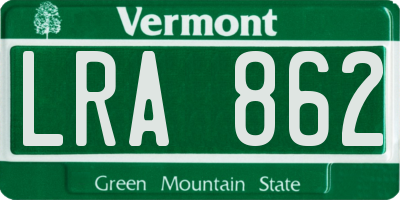VT license plate LRA862