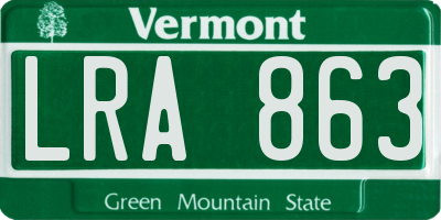 VT license plate LRA863