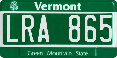 VT license plate LRA865