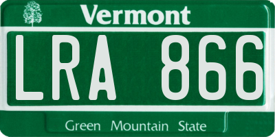 VT license plate LRA866