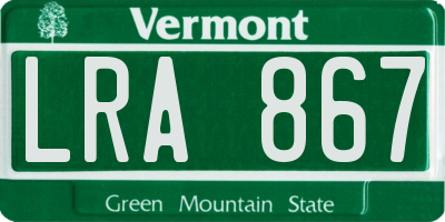 VT license plate LRA867