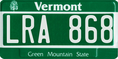 VT license plate LRA868