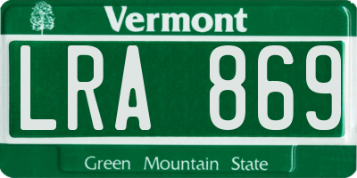 VT license plate LRA869