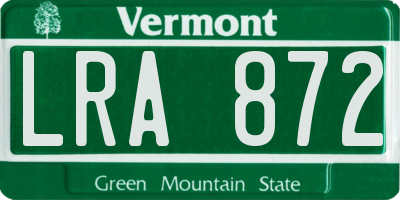 VT license plate LRA872