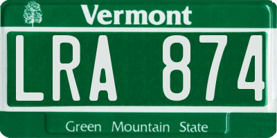 VT license plate LRA874