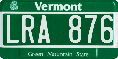 VT license plate LRA876