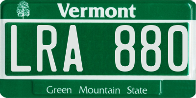 VT license plate LRA880
