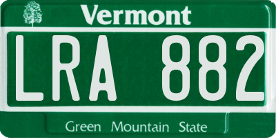 VT license plate LRA882