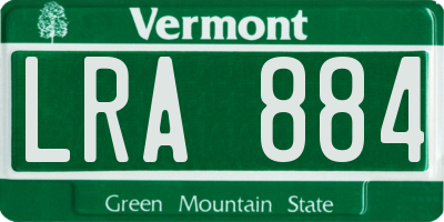 VT license plate LRA884