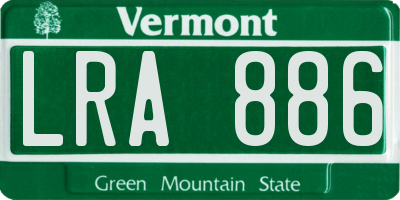 VT license plate LRA886