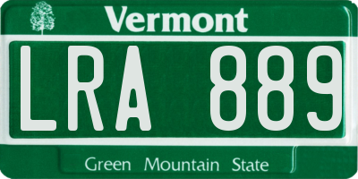 VT license plate LRA889