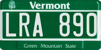 VT license plate LRA890